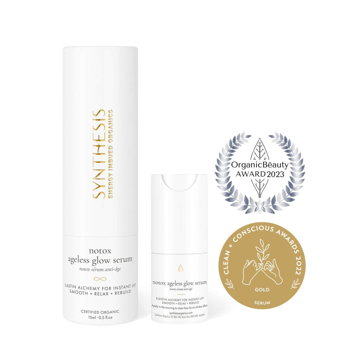 Notox Ageless Glow Serum + Follow the Light Eye Cream Synthesis Organics 